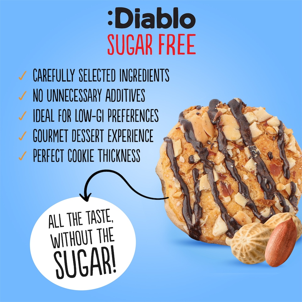 image 1 of Diablo Sugar Free Chocolate and Peanut Cookies 150g 3 Pack