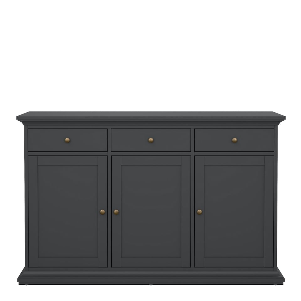 image 1 of Paris Sideboard with 3 doors and 3 drawers in Matt Grey Grey