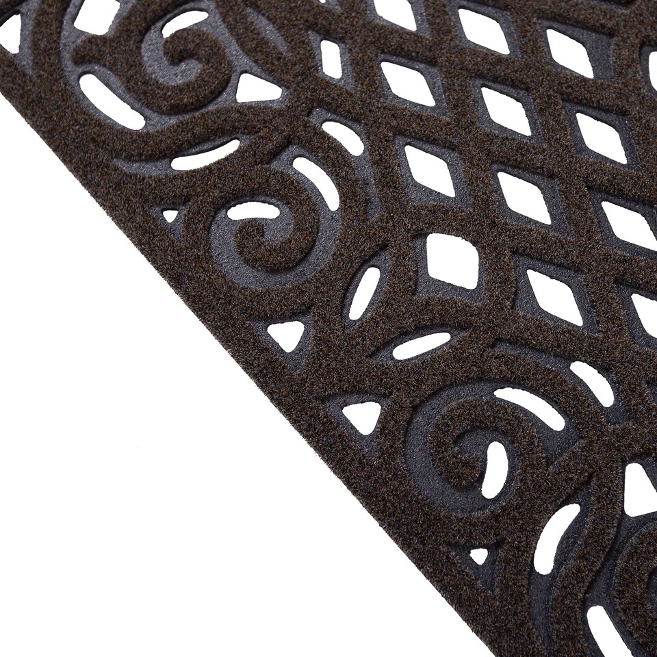image 1 of Nicoman Victorian Style Rubber Outdoor Door Mat Brown 90 x 60cm | Brown | 91 x 61cm