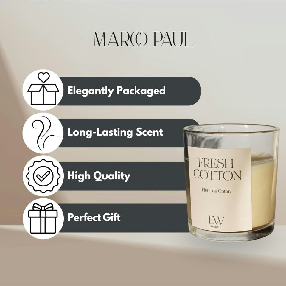 image 1 of Marco Paul Cotton Fresh Glass Candle 8cm N/A