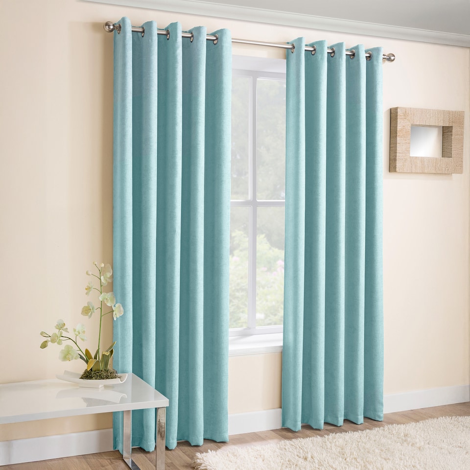 image 1 of Enhanced Living Vogue Sky Blue 90 x 108 inch (229x274cm) Eyelet Thermal Noise reducing Dim Out Curtains (PAIR)
