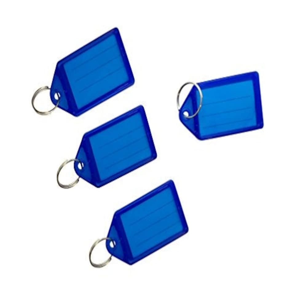 image 1 of Pack of 50 Large Blue Identity Tag Key Rings