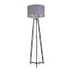 image 1 of ValueLights Lottie Black Wood Tripod Floor Lamp with Grey & Chrome Shade & Bulb | Grey