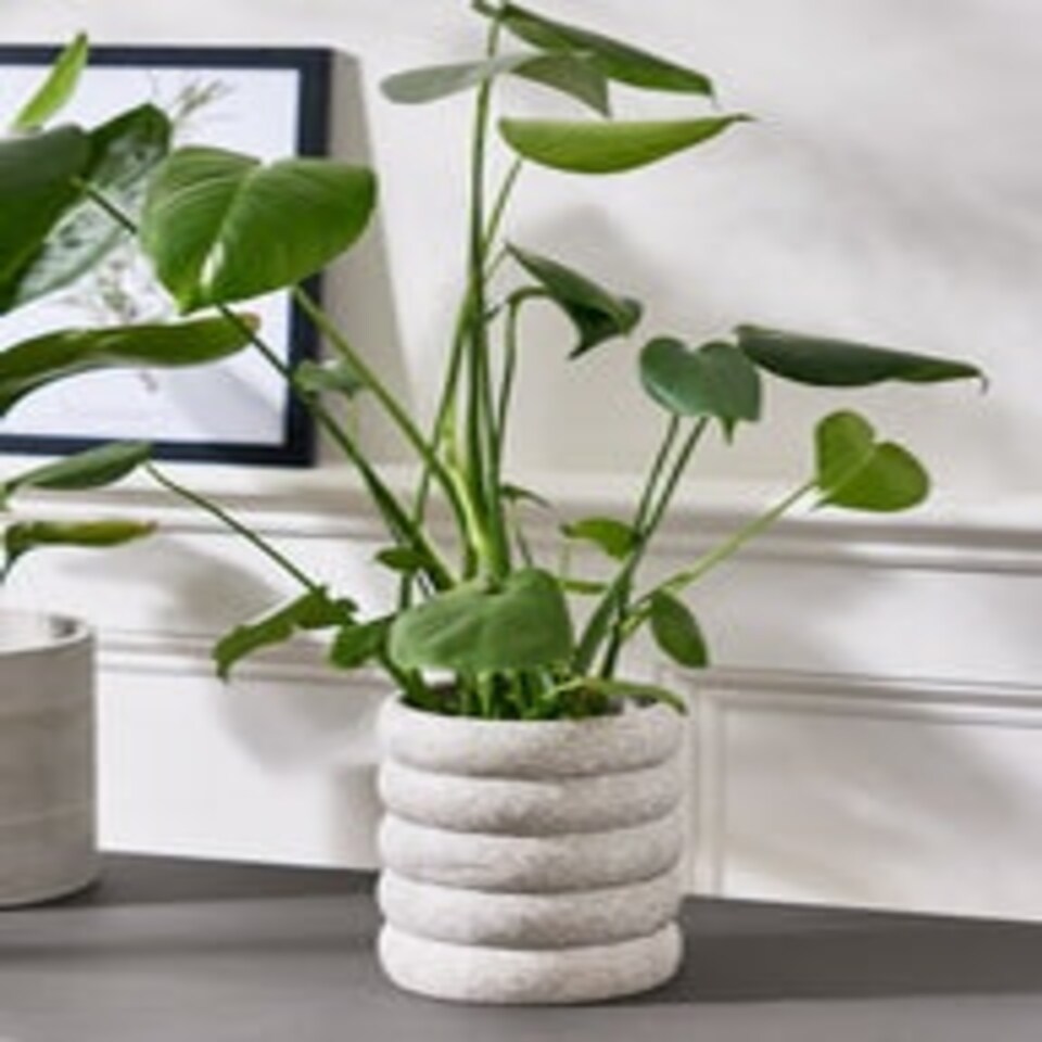 image 1 of Valverde Rippled Ceramic Vase Grey