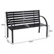 image 6 of Living and Home Outdoor Garden Metal Wood Bench with Backrest - Black