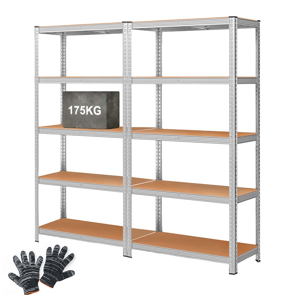 image 1 of 2 x 5 Tier Metal Shelf Storage Unit Shelving Shelves Racking Warehouse Rack Shed