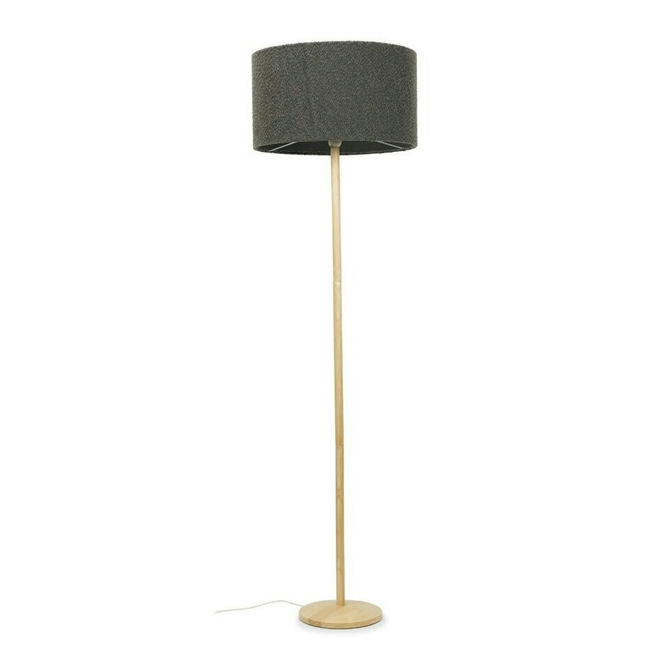 image 1 of ValueLights Triston Painted Natural Floor Lamp with Large Drum Shade and LED Bulb