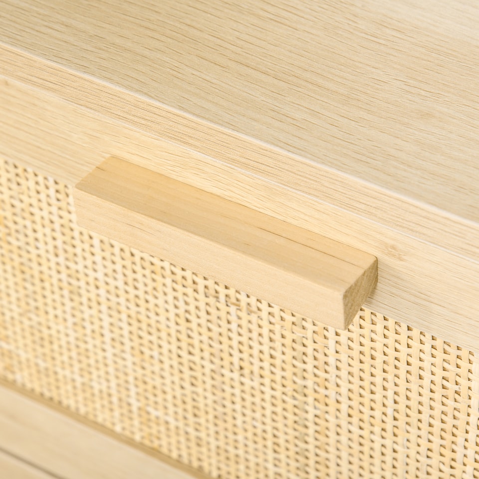 image 1 of HOMCOM Rattan Bedroom Chest of Drawers, 3 Drawers Storage Unit, Boho Dresser for Living Room, Hallway, Natural