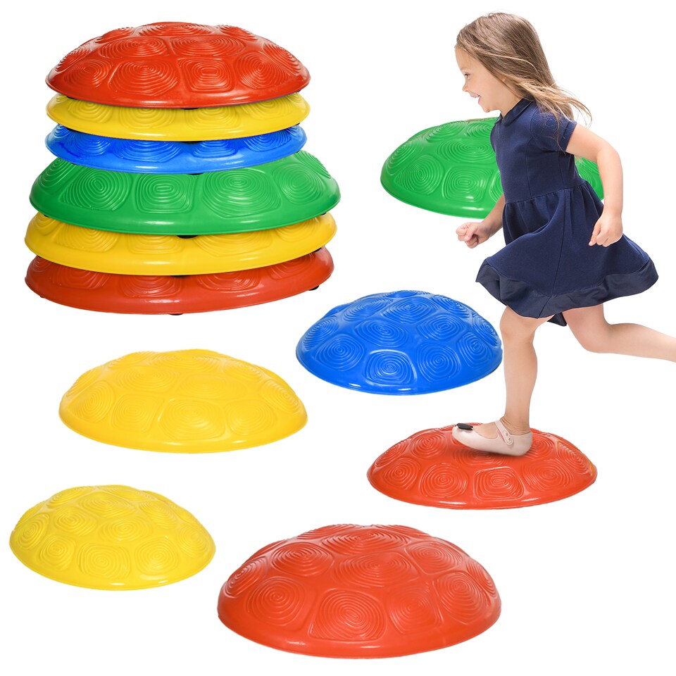 image 1 of ZONEKIZ 6PCs Balance Stepping Stones w Non-Slip Mats for Ages 3-8 Years