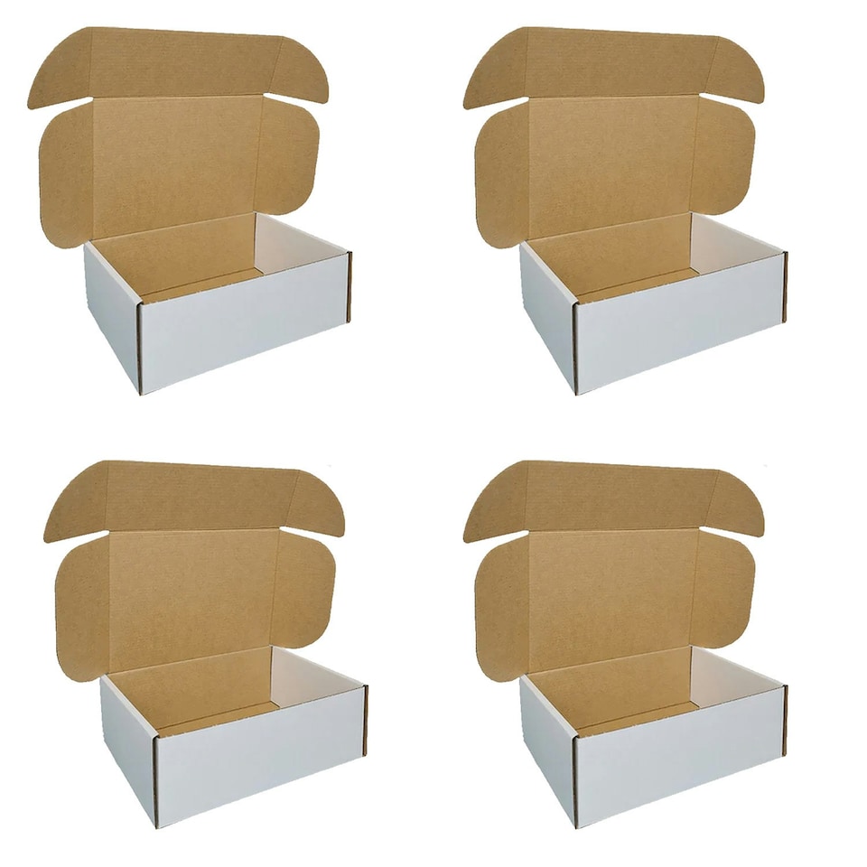 image 1 of 100 x White 8x4x4" Strong Single Wall Die Cut Packing Shipping Boxes White