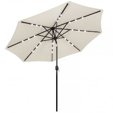 Outsunny 2.6 m Garden Parasol Umbrella with Light, Outdoor Patio Umbrella | Cream | Cream White | 263 x 263 x 245 cm