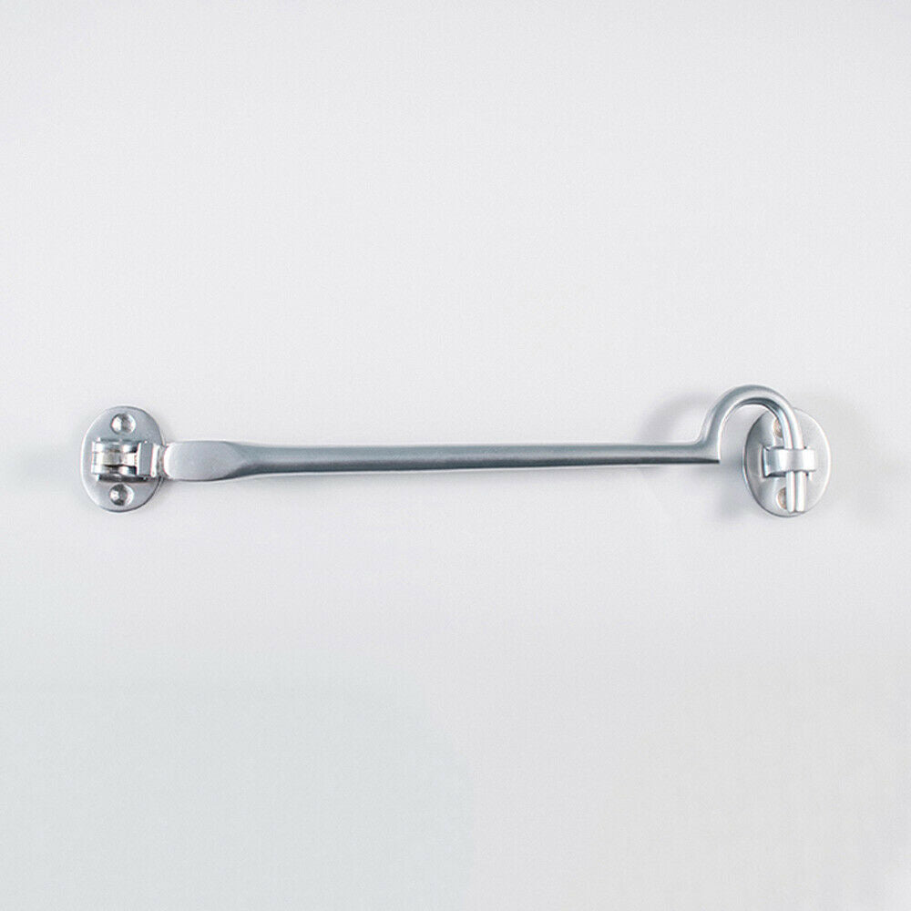 Loops Heavy Duty Cabin Hook & Eye Satin Chrome 254mm Arm Cabinet Hatch Lock
