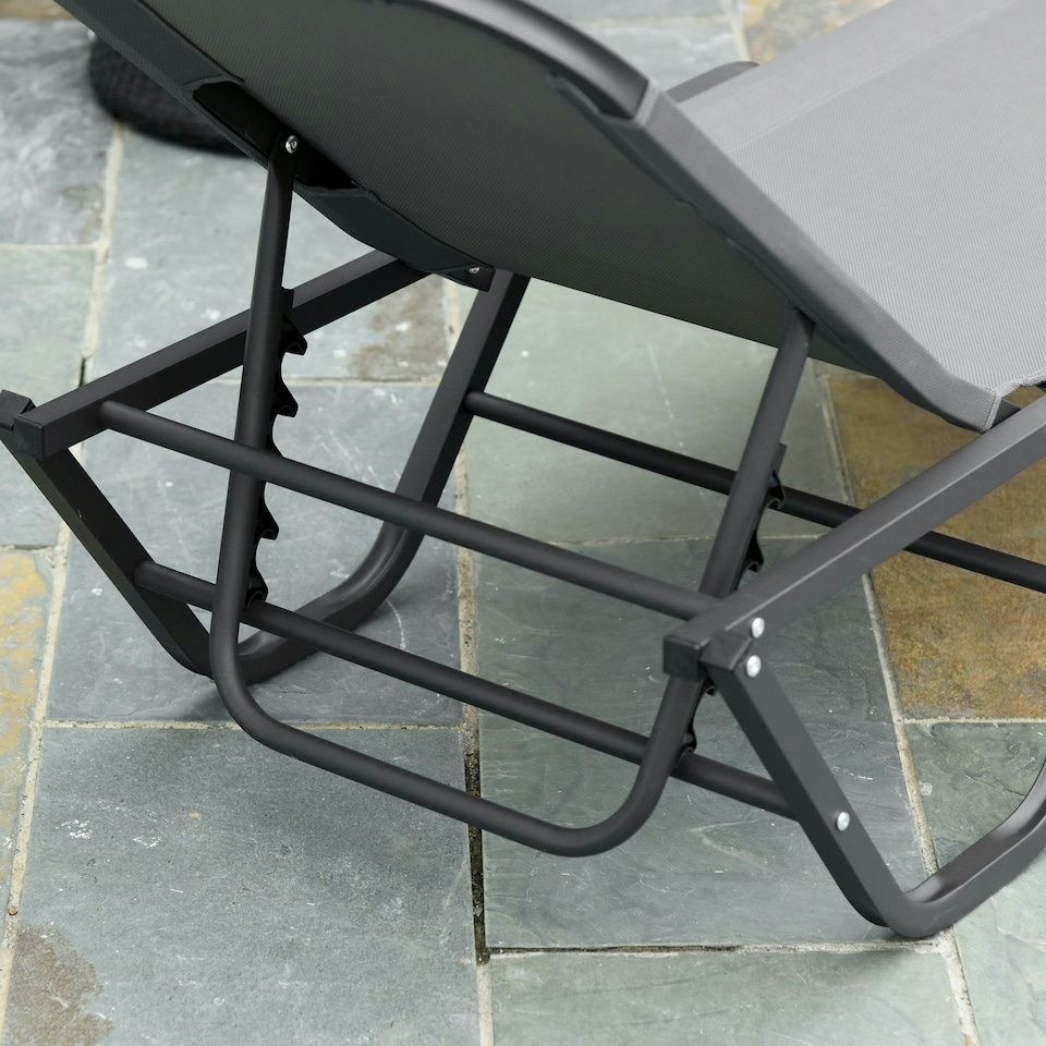 image 1 of Outsunny Sun Lounger Relaxer Recliner with 5-Position Adjustable Backrest Grey