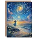 image 1 of Wish Upon A Star Magical Sky Beach Fantasy Art Birthday Greeting Card