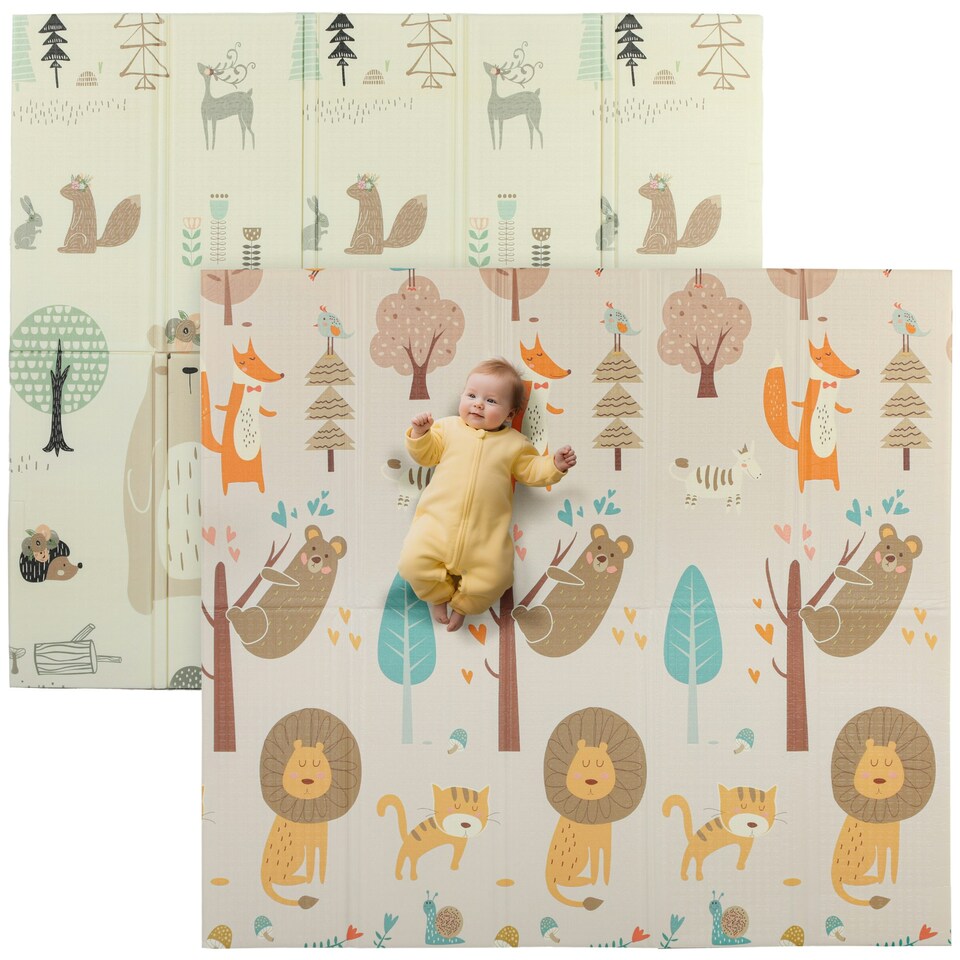 image 1 of AIYAPLAY Baby Play Mat, Foldable Activity Playmat, Animal Theme