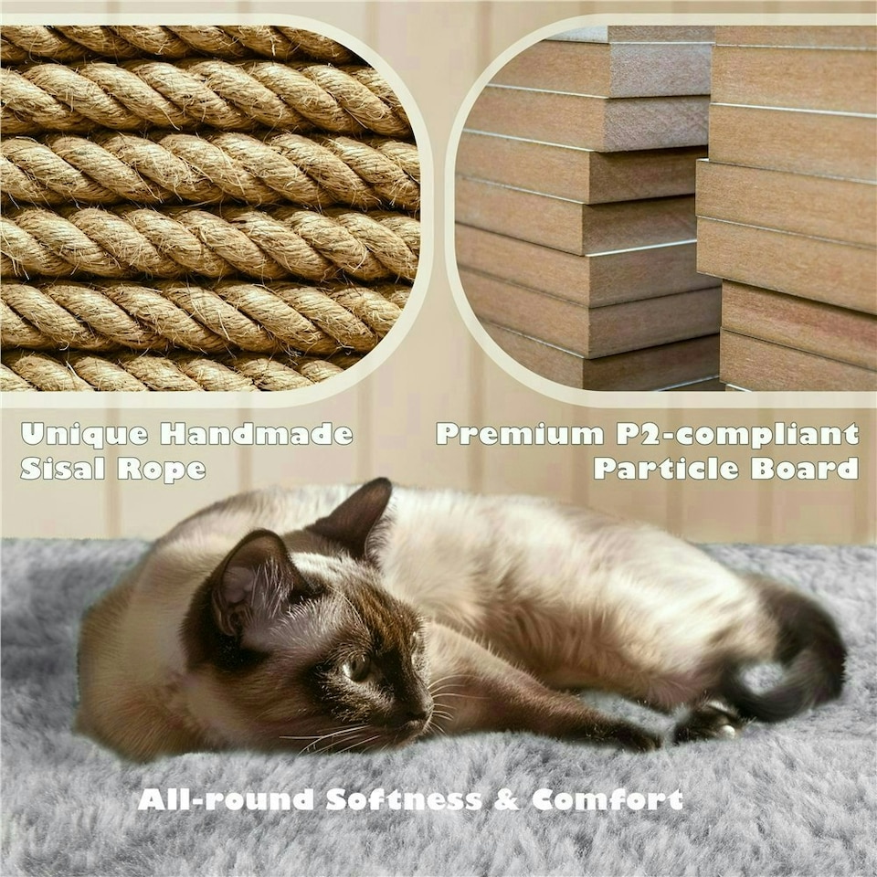 image 1 of Yaheetech 137cm Tall Cat Tree with Scratching Posts Light Grey