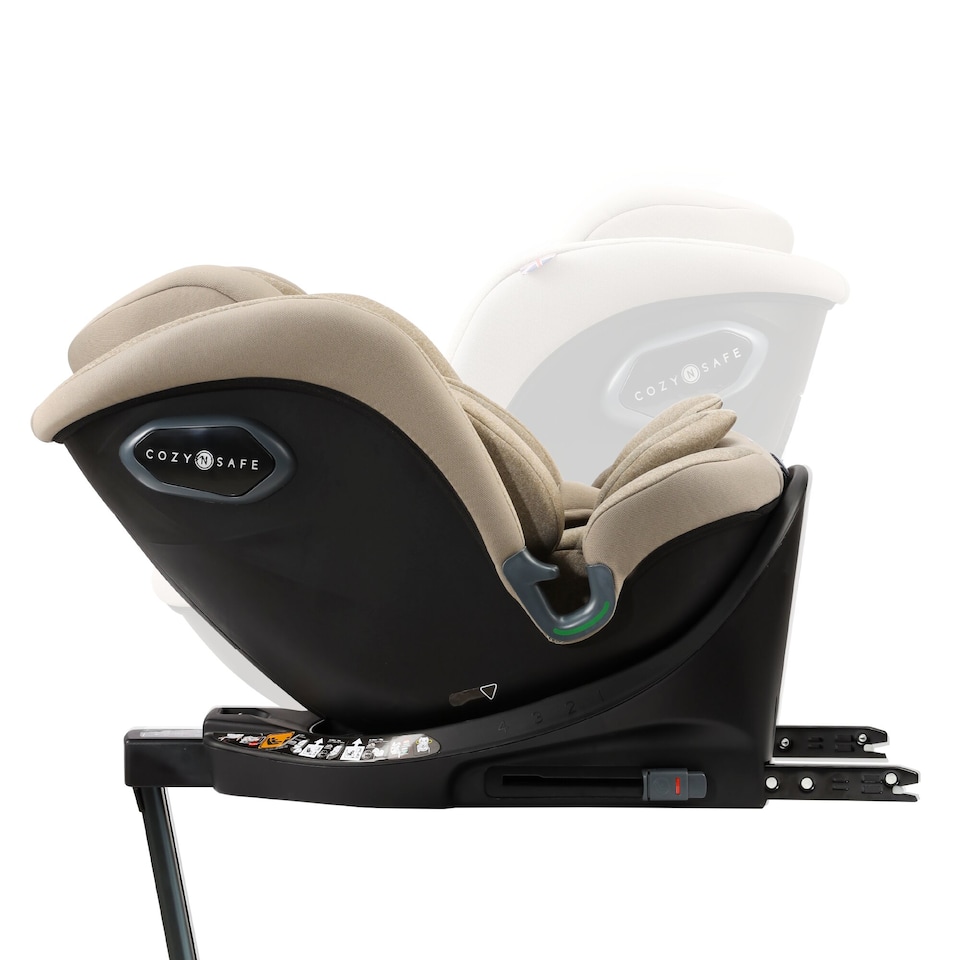 image 1 of Cozy N Safe Stanford i-Size 360 Rotating Car Seat 40-150cm, ISOFix & Support Leg, Rear & Forward Facing, 5 Recline Positions, Adjustable Headrest, Side Impact Protection, Birth to 12 Years (Ecru)