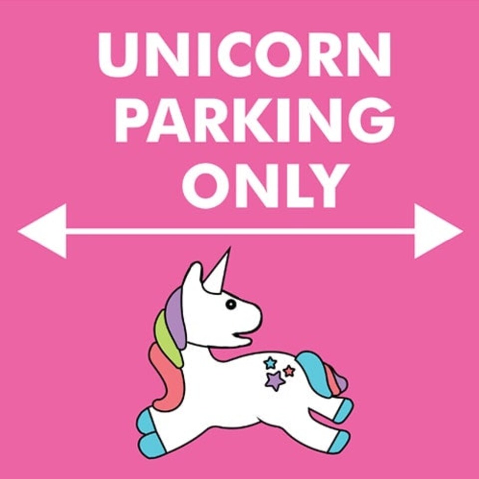 Unicorn Parking Only PVC Party Sign Decoration 20cm x 20cm