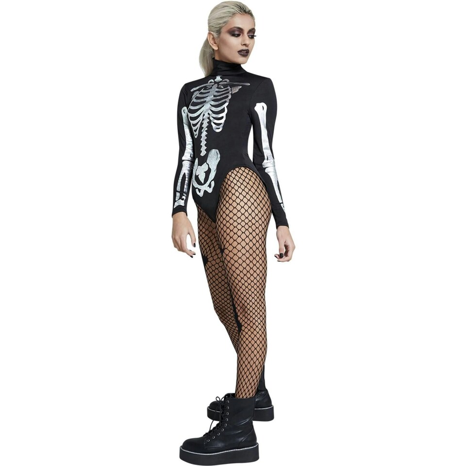 image 1 of Fever Womens/Ladies Skeleton Bodysuit - Black/Silver - XS XS