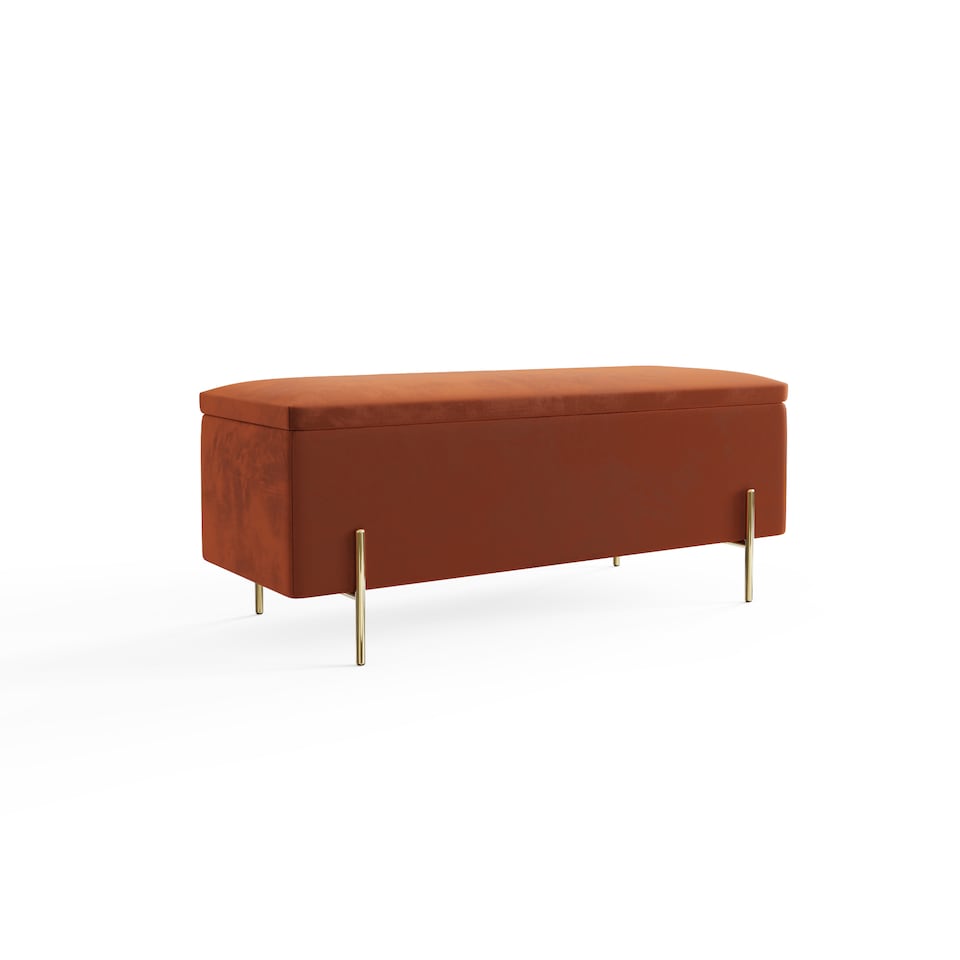 image 1 of Mystica Velvet Storage Ottoman | Orange | Russet