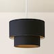 image 4 of ValueLights Jodie Two Tier Black Linen Ceiling Drum Lamp Shade | Black