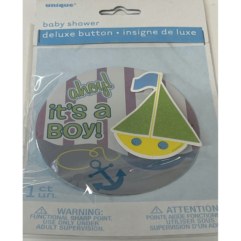 image 1 of Unique Party It´s A Boy Baby Shower Party Badge - Blue/Green - One Size