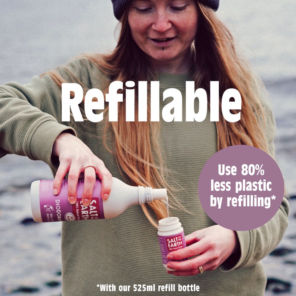 image 1 of Salt of the Earth Refillable Roll On Deodorant with Natural Ingredients Lavender & Vanilla Vegan Smart Refillable Format 75ml | Pink