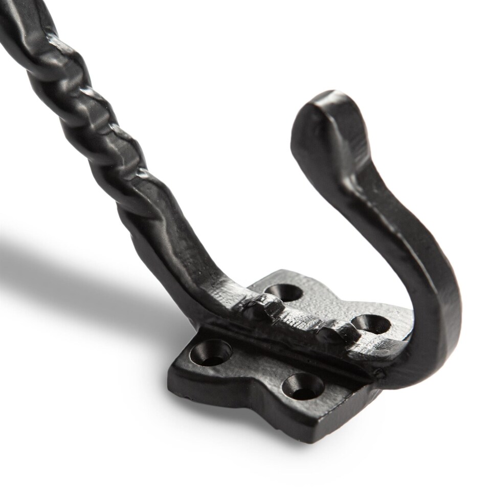 image 1 of Hammer & Tongs Twisted Scroll Hat & Coat Hook - W40mm x H125mm - Black