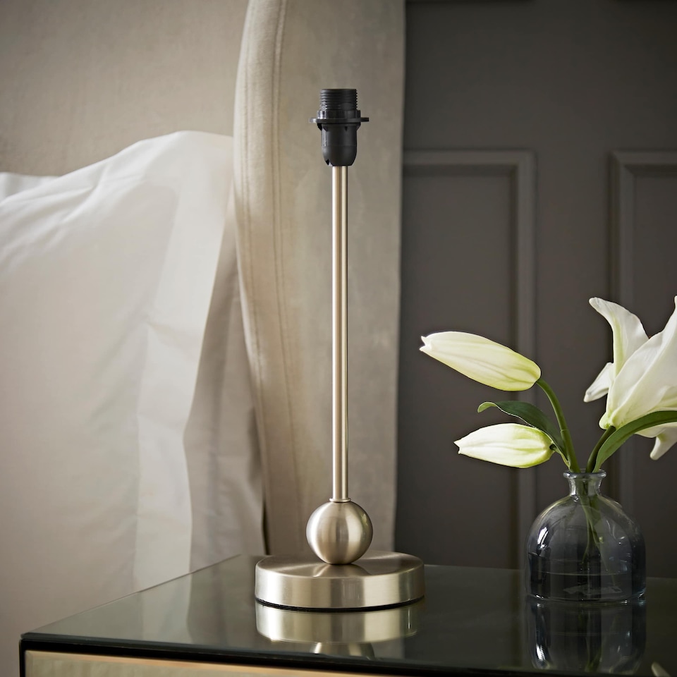 image 1 of ValueLights Theydon Brushed Chrome Single Stem Metal Ball Table Lamp Base