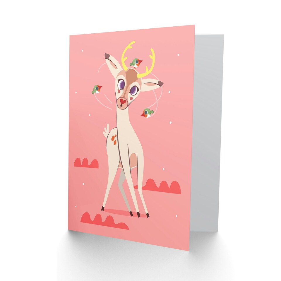 image 1 of Stag Dazed Birds Cute New Baby Her Card