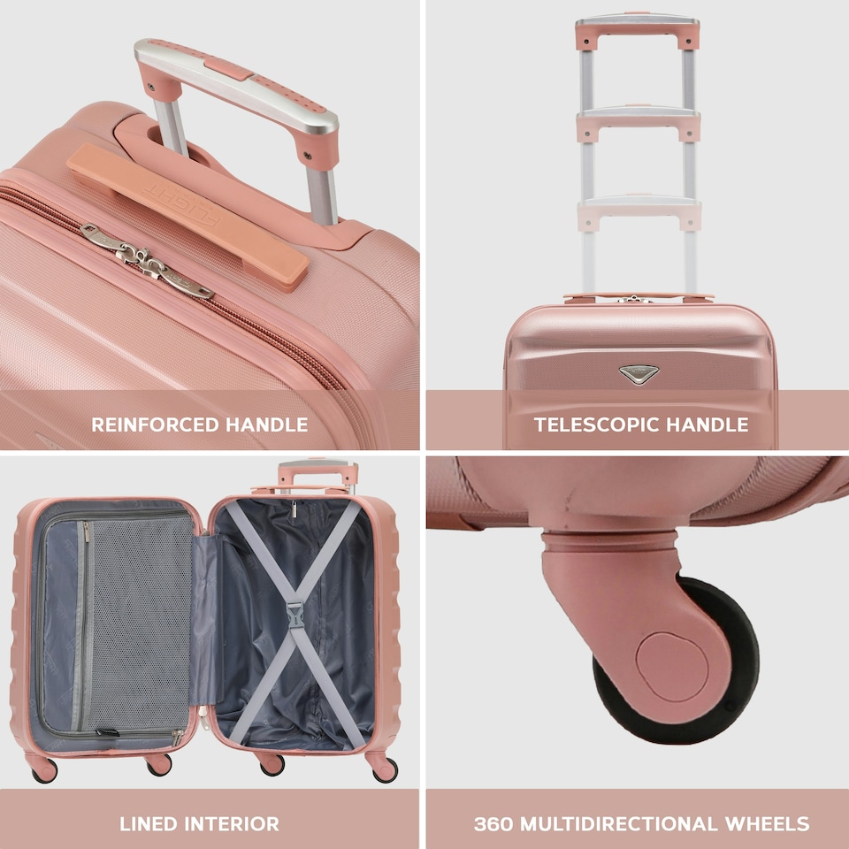 image 1 of 55x35x25cm Air France & KLM Maximum Size Cabin Carry On - Lightweight 4 Wheel ABS Hard Case Cabin Carry On Hand Luggage 35+ Airline Approved Pink | Rose | Cabin Bag