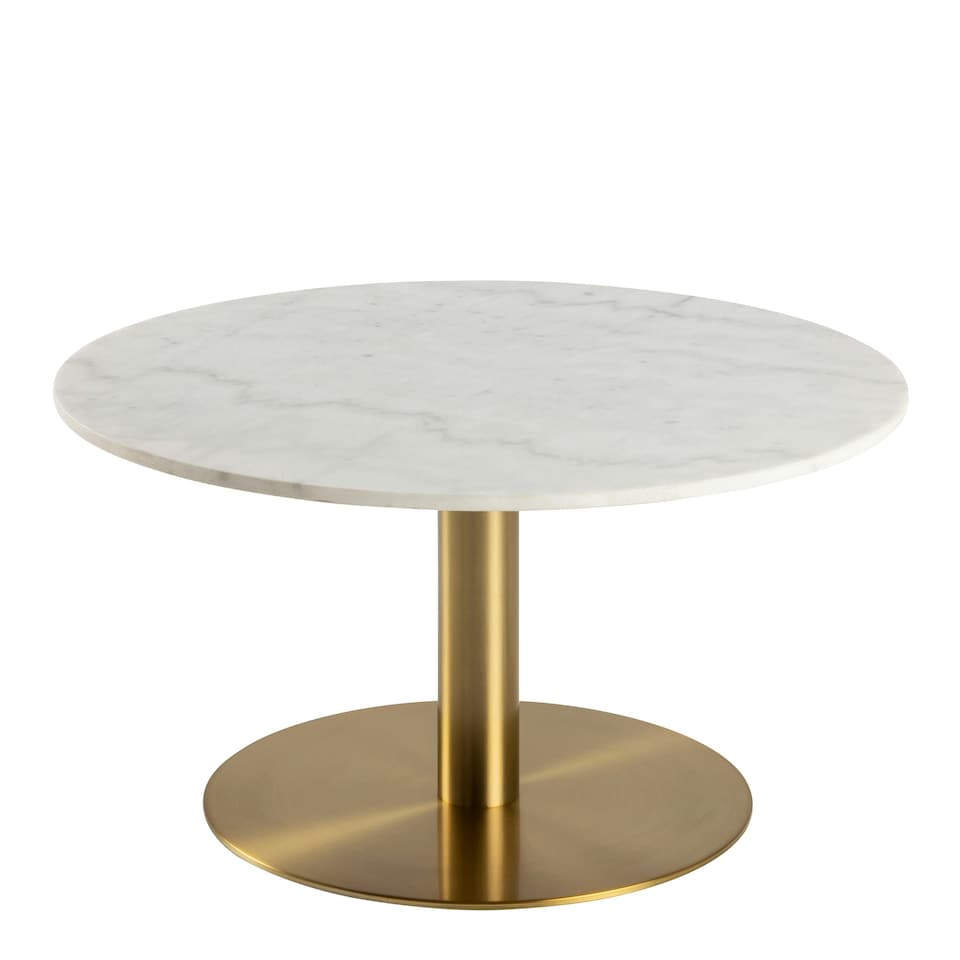 image 1 of Corby Round Coffee Table with White Marble Effect Top & Gold Base