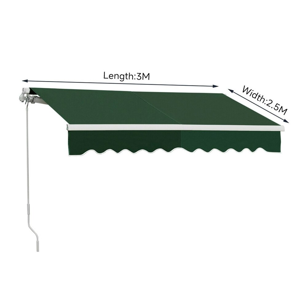 image 1 of Living and Home Outdoor Retractable Patio Awning for Window and Door - L300*W250cm Green