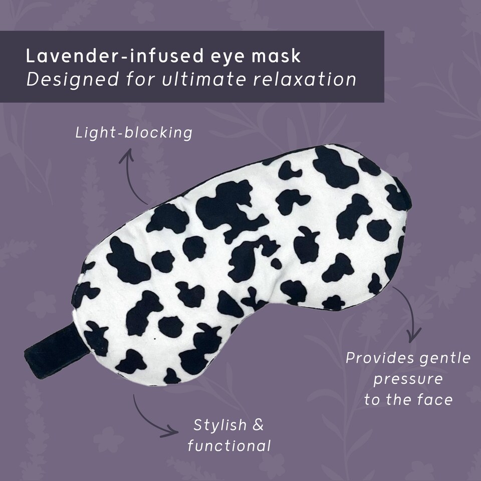 image 1 of SMUG Lavender Deep Pressure Therapy Eye Mask - Cow Print
