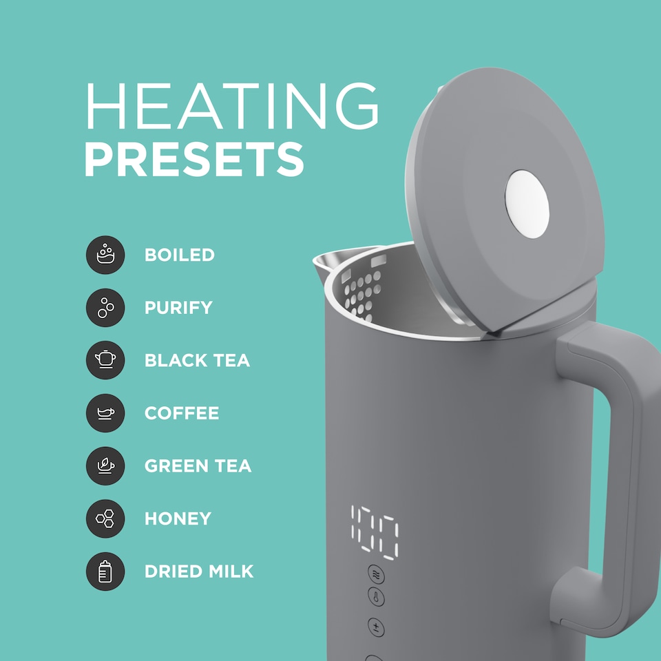 image 1 of 1.5L Smart Kettle, Wi-Fi Touchscreen, App Operated, Voice Control 2200W