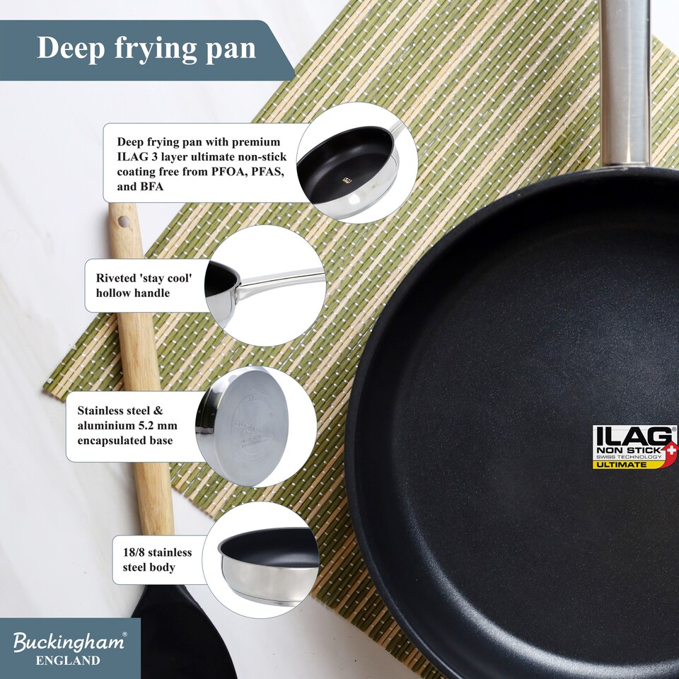 image 1 of Buckingham 5pc Stainless Cookware Set Non-Stick Induction Fry & Saucepans