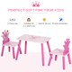 image 6 of HOMCOM 3 Pcs Kids Princess & Crown Chair Table Set Home Furniture 2-4 Yrs | Pink