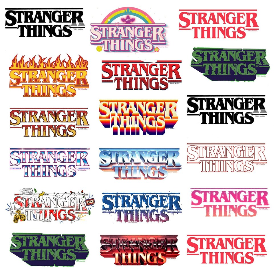 image 1 of Stranger Things Deluxe Logo Stickers (Pack of 50) - Multicoloured - One Size