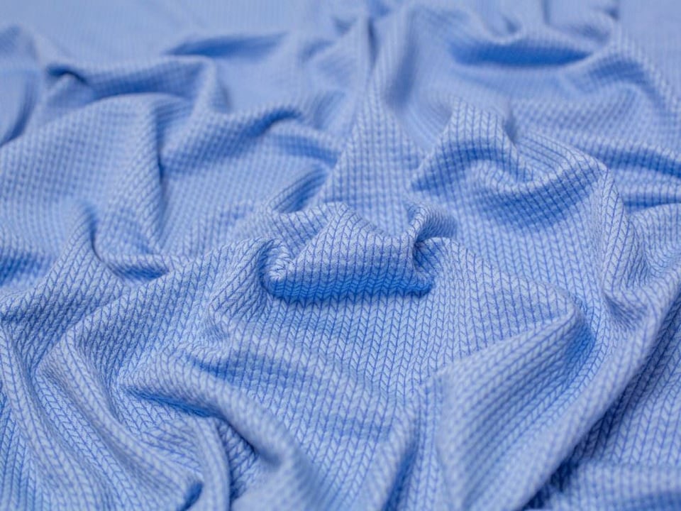 Blue Jacquard Textured Stretch Knit Fabric for Dressmaking, 130cm / 51" Wide - per metre