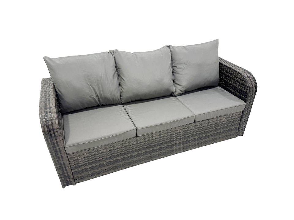 image 1 of Fimous Garden Rattan Outdoor Furniture Set 13 Seater with 3 Seater Sofa 4 Stools Dark Grey