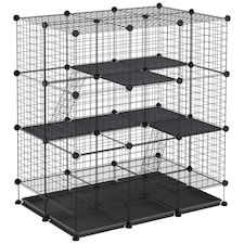 PawHut 30 Pcs DIY Expandable Pet Cage Steel Bars w/ Doors Trays Plastic Corners