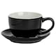 image 1 of Argon Tableware 2pc Coloured Cappuccino Cup & Saucer Set - 250ml - Black - Coffee Cup Latte Cup Drinking Cup