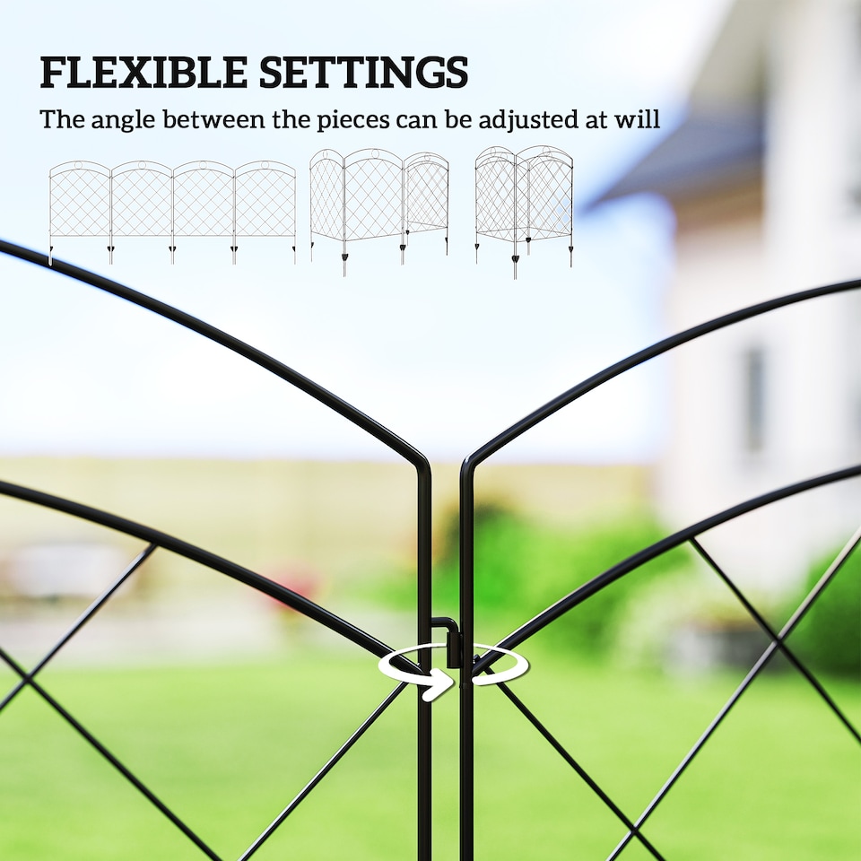 image 1 of Outsunny 4PCs Decorative Garden Fencing 43in x 11.4ft Steel Border Edging