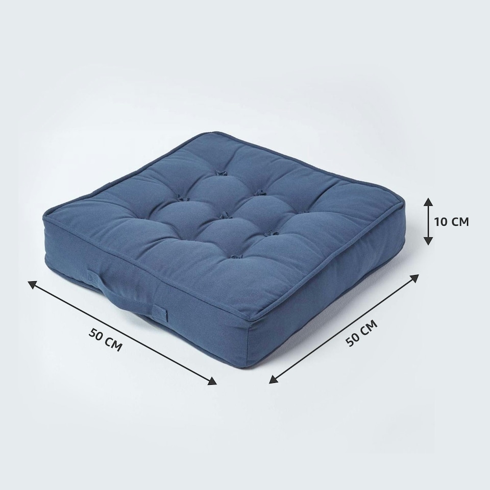image 1 of Homescapes Navy Blue Cotton Armchair Booster Cushion Blue