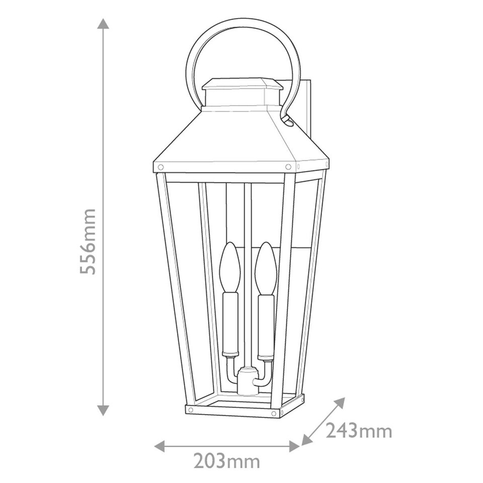 image 1 of Hinkley Dawson Outdoor Wall Lantern Traditional Black, Burnished Bronze accent IP44 2x E14