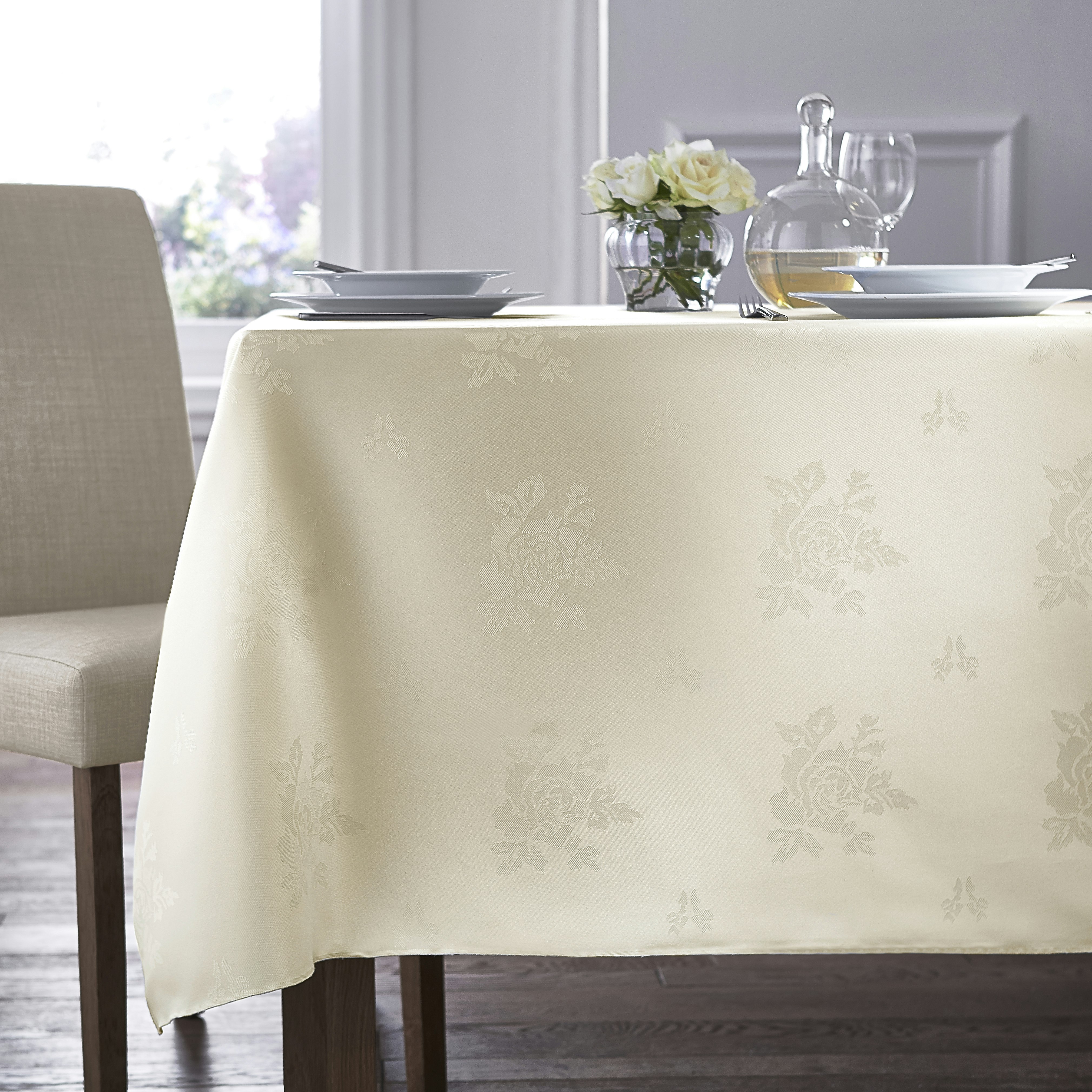 Martex Cezanne 100% Polyester Tablecloth - 137 x 137cm in Ivory | Size: 137 x 137 cm