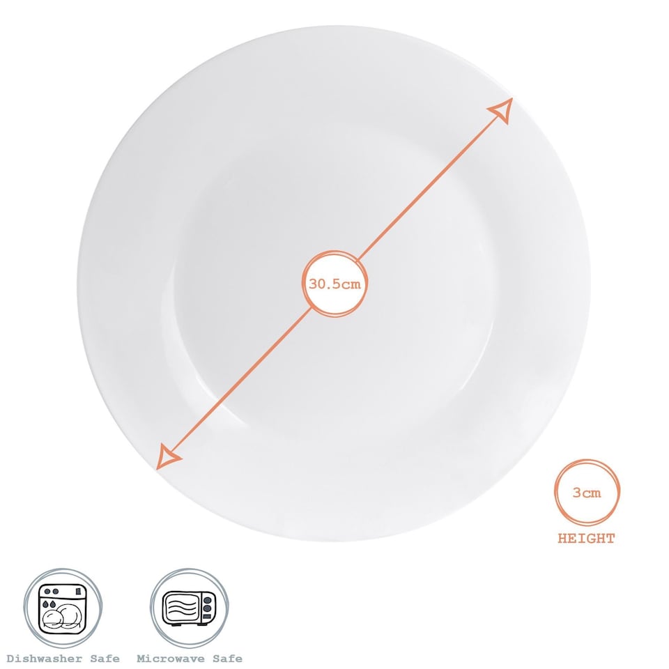 image 1 of Argon Tableware Classic White Dinner Plates - 30cm - Pack of 6 | White | White