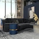 image 2 of HOMCOM Round Pouffe Storage Footstool with Cushioned Top Hidden Space Blue