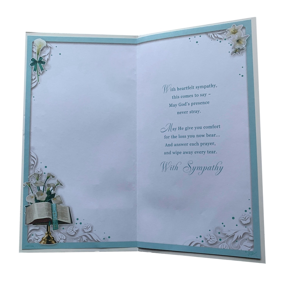 image 1 of From Both of Us Bible and Lily Flower Sympathy Opacity Card
