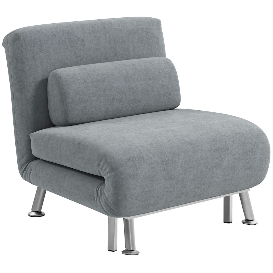 image 1 of HOMCOM Single Folding 5 Position Convertible Sleeper Chair Sofa Bed Blue